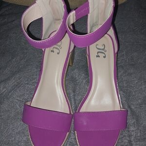 Chic Purple Ankle Strap Heels